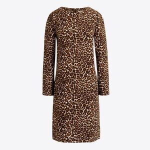 J. Crew Size 0 Crepe Shift Leopard Print Long-Sleeve Dress